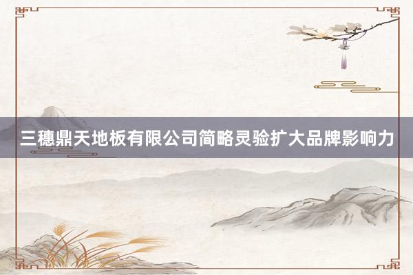 三穗鼎天地板有限公司简略灵验扩大品牌影响力